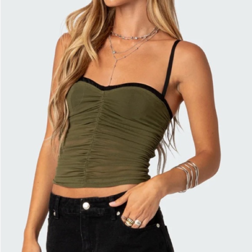 Edikted Olive Green and Black Corset